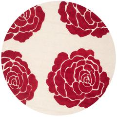 CAMBRIDGE, IVORY / RED, 6' X 6' Round, Area Rug