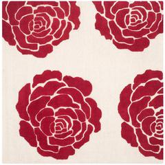 CAMBRIDGE, IVORY / RED, 6' X 6' Square, Area Rug