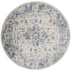 CHARLESTON, IVORY / NAVY, 6'-7" X 6'-7" Round, Area Rug