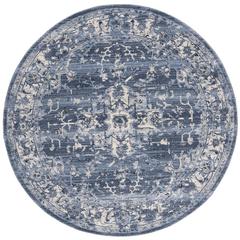 CHARLESTON, NAVY / CREME, 6'-7" X 6'-7" Round, Area Rug, CHL411N-7R