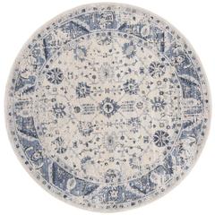 CHARLESTON, IVORY / BLUE, 6'-7" X 6'-7" Round, Area Rug