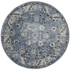 CHARLESTON, NAVY / LIGHT GREY, 6'-7" X 6'-7" Round, Area Rug