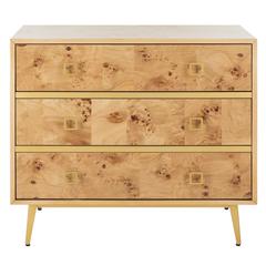 Katia 3 Drawer Chest, Natural/Gold