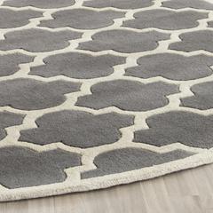CHATHAM, DARK GREY / IVORY, 5' X 5' Round, Area Rug, CHT734D-5R