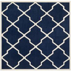 CHATHAM, DARK BLUE / IVORY, 5' X 5' Square, Area Rug, CHT735C-5SQ
