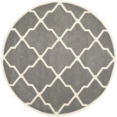 CHATHAM, DARK GREY / IVORY, 5' X 5' Round, Area Rug, CHT735D-5R