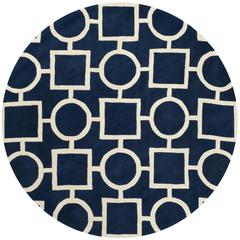 CHATHAM, DARK BLUE / IVORY, 7' X 7' Round, Area Rug, CHT737C-7R