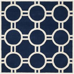 CHATHAM, DARK BLUE / IVORY, 7' X 7' Square, Area Rug, CHT739C-7SQ