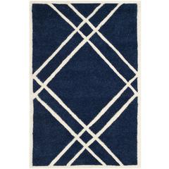 CHATHAM, DARK BLUE / IVORY, 2' X 3', Area Rug, CHT740C-2