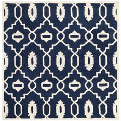 CHATHAM, DARK BLUE / IVORY, 5' X 5' Square, Area Rug, CHT745C-5SQ
