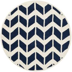 CHATHAM, DARK BLUE / IVORY, 5' X 5' Round, Area Rug, CHT746C-5R