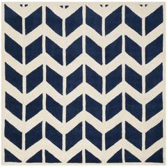 CHATHAM, DARK BLUE / IVORY, 5' X 5' Square, Area Rug, CHT746C-5SQ