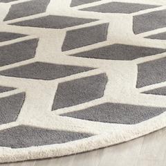 CHATHAM, DARK GREY / IVORY, 3' X 3' Round, Area Rug, CHT746D-3R