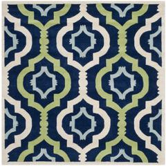 CHATHAM, DARK BLUE / MULTI, 3' X 3' Square, Area Rug