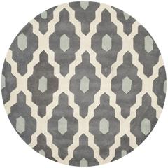CHATHAM, IVORY / DARK GREY, 3' X 3' Round, Area Rug, CHT748D-3R