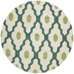 CHATHAM, IVORY / TEAL, 5' X 5' Round, Area Rug