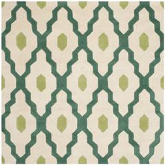 CHATHAM, IVORY / TEAL, 5' X 5' Square, Area Rug