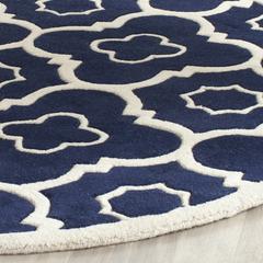 CHATHAM, DARK BLUE / IVORY, 3' X 3' Round, Area Rug