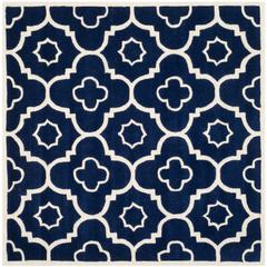 CHATHAM, DARK BLUE / IVORY, 3' X 3' Square, Area Rug