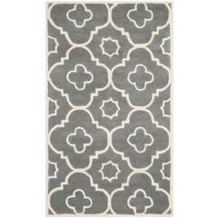 CHATHAM, DARK GREY / IVORY, 3' X 5', Area Rug, CHT750D-3