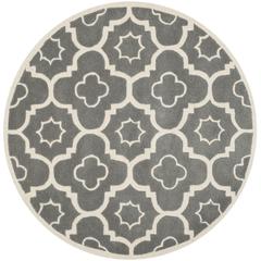 CHATHAM, DARK GREY / IVORY, 5' X 5' Round, Area Rug, CHT750D-5R