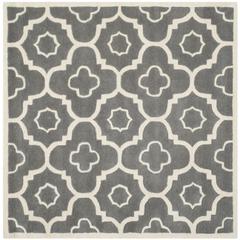 CHATHAM, DARK GREY / IVORY, 3' X 3' Square, Area Rug, CHT750D-3SQ