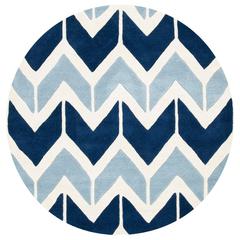 CHATHAM, DARK BLUE / LIGHT BLUE, 5' X 5' Round, Area Rug