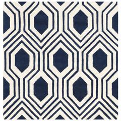 CHATHAM, DARK BLUE / IVORY, 5' X 5' Square, Area Rug, CHT760C-5SQ