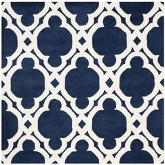 CHATHAM, DARK BLUE / IVORY, 5' X 5' Square, Area Rug, CHT762C-5SQ