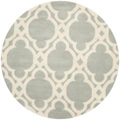 CHATHAM, GREY / IVORY, 5' X 5' Round, Area Rug, CHT762E-5R