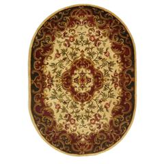 CLASSIC, IVORY / GREEN, 4'-6" X 6'-6" Oval, Area Rug