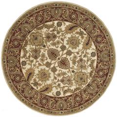 CLASSIC, IVORY / RED, 3'-6" X 3'-6" Round, Area Rug