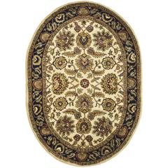 CLASSIC, IVORY / NAVY, 4'-6" X 6'-6" Oval, Area Rug