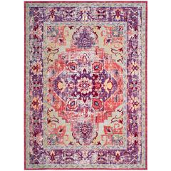 CLAREMONT, PURPLE / CORAL, 4' X 5'-9", Area Rug