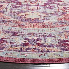 CLAREMONT, PURPLE / CORAL, 6'-7" X 6'-7" Round, Area Rug