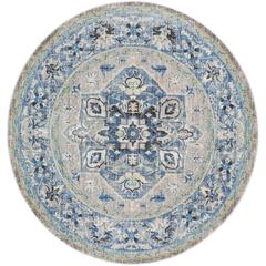 CLAREMONT, BLUE / LIGHT GREY, 6'-7" X 6'-7" Round, Area Rug