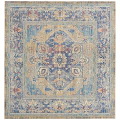 CLAREMONT, BLUE / GOLD, 6'-7" X 6'-7" Square, Area Rug, CLR664C-7SQ