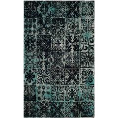 CLV-CLASSIC VINTAGE, TEAL / BLACK, 4' X 6', Area Rug