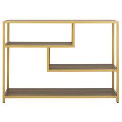 Reese Geometric Console Table, Walnut/Gold