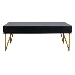 Pine Two Drawer Coffee Table, Black/Gold