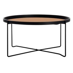 Ruby Round Tray Top Coffee Table, Black/Rose Gold