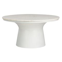Mila Pedestal Coffee Table, White Marble/White