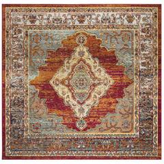 CRYSTAL, ORANGE / LIGHT BLUE, 7' X 7' Square, Area Rug, CRS500A-7SQ