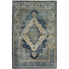 CRYSTAL, BLUE / YELLOW, 5' X 8', Area Rug