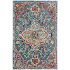CRYSTAL, TEAL / ROSE, 4' X 6', Area Rug