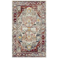 CRYSTAL, LIGHT BLUE / RED, 3' X 5', Area Rug