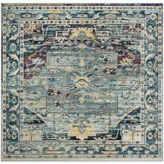 CRYSTAL, TEAL / PURPLE, 7' X 7' Square, Area Rug