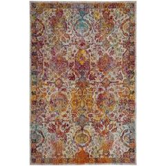 CRYSTAL, LIGHT BLUE / ORANGE, 5' X 8', Area Rug, CRS505A-5