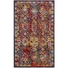 CRYSTAL, NAVY / ORANGE, 3' X 5', Area Rug