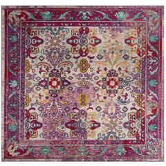 CRYSTAL, LIGHT BLUE / FUCHSIA, 7' X 7' Square, Area Rug, CRS506B-7SQ